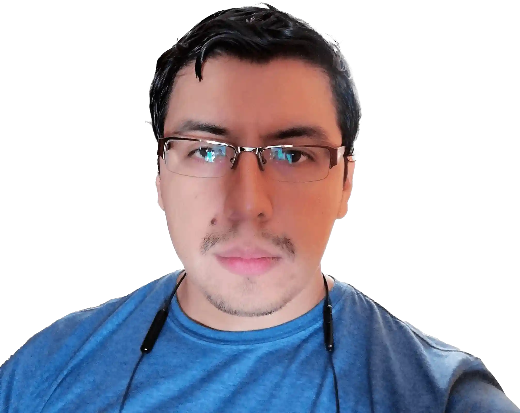 persona con fondo morado y verde